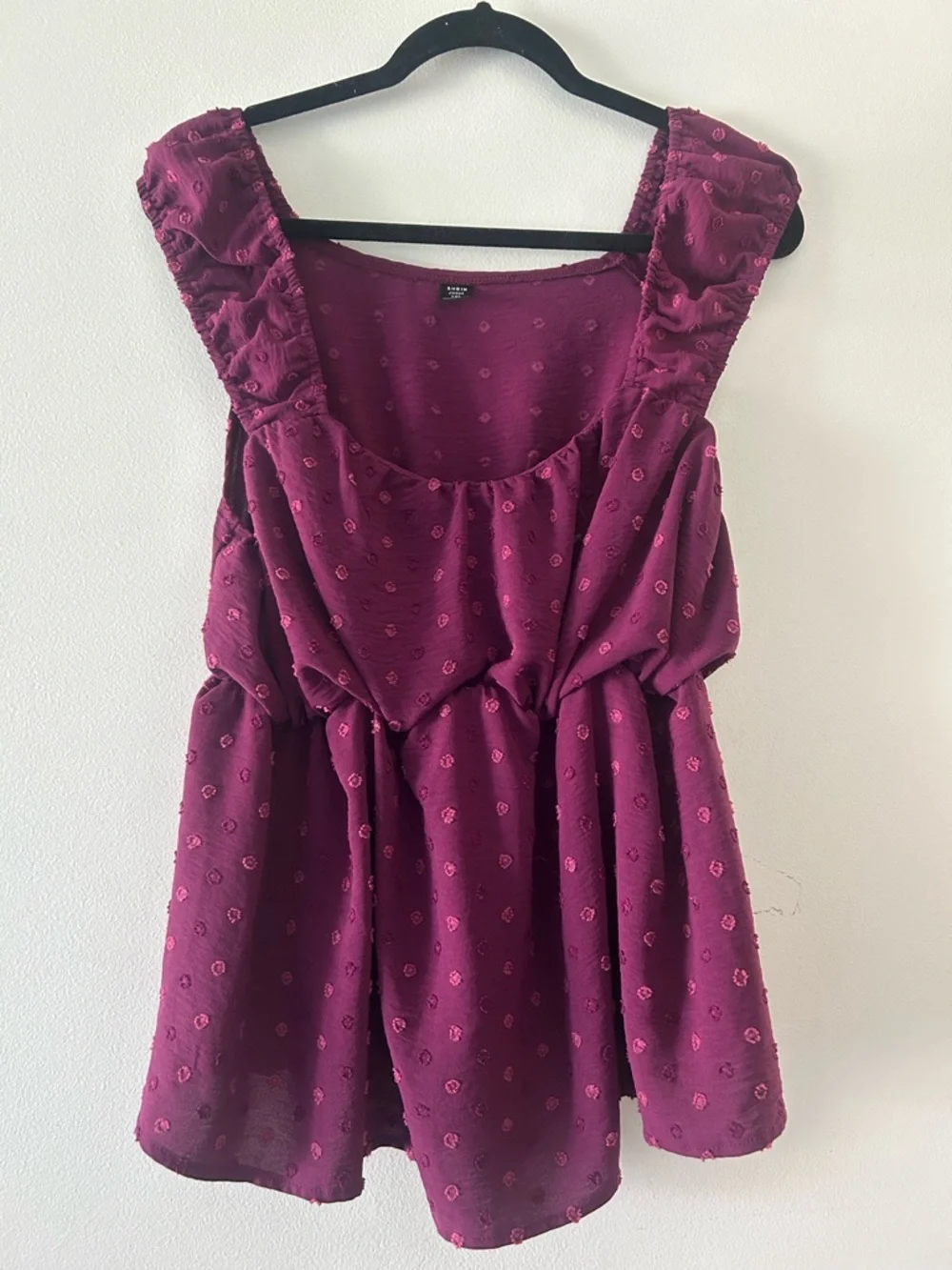 SHEIN Plum Ruffle Sleeve Textured Tank Top - Picture 1 of 2